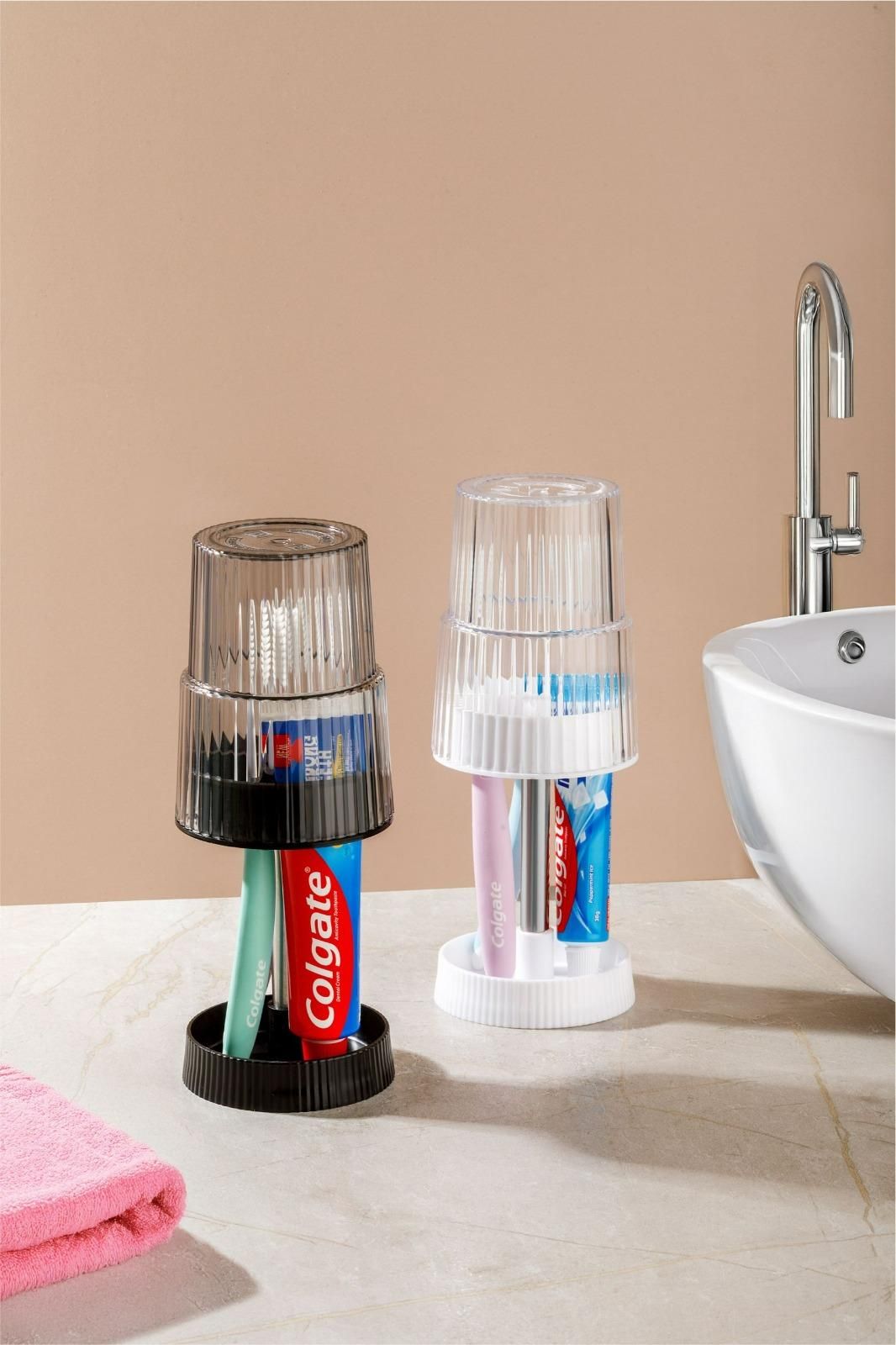 Plastic Portable Transparent Toothbrush Holder (Pack of 2)